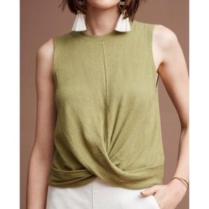 Anthropologie Green Twist Front Tank | M